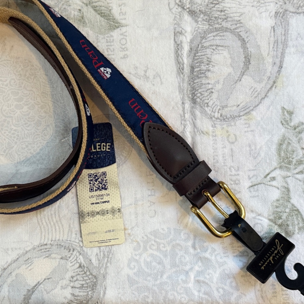 Tommy Hilfiger Navy and Brown Canvas Belt